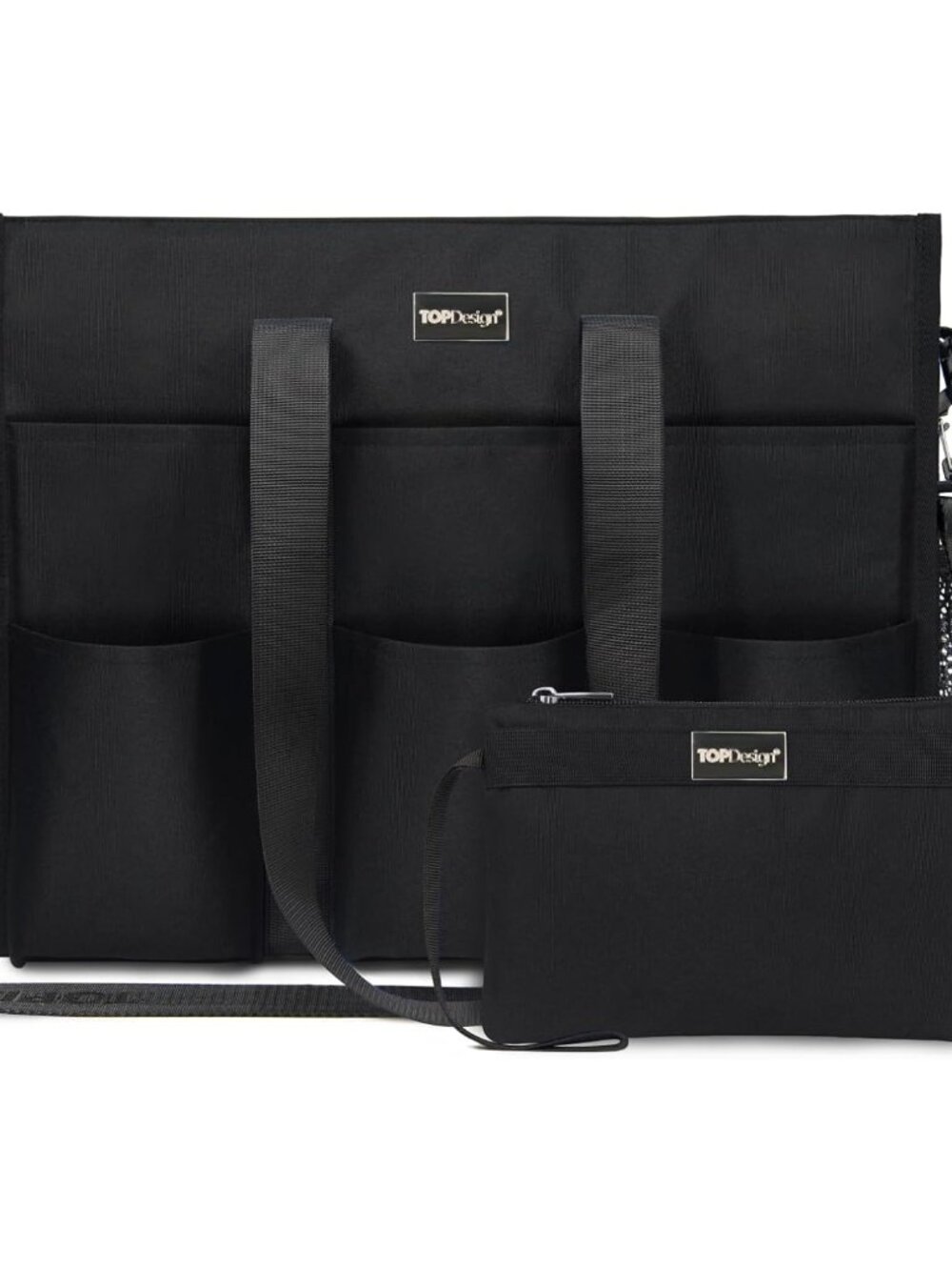 Utility Water Resistant Tote Bag with 22 Pockets, Zipper Closure